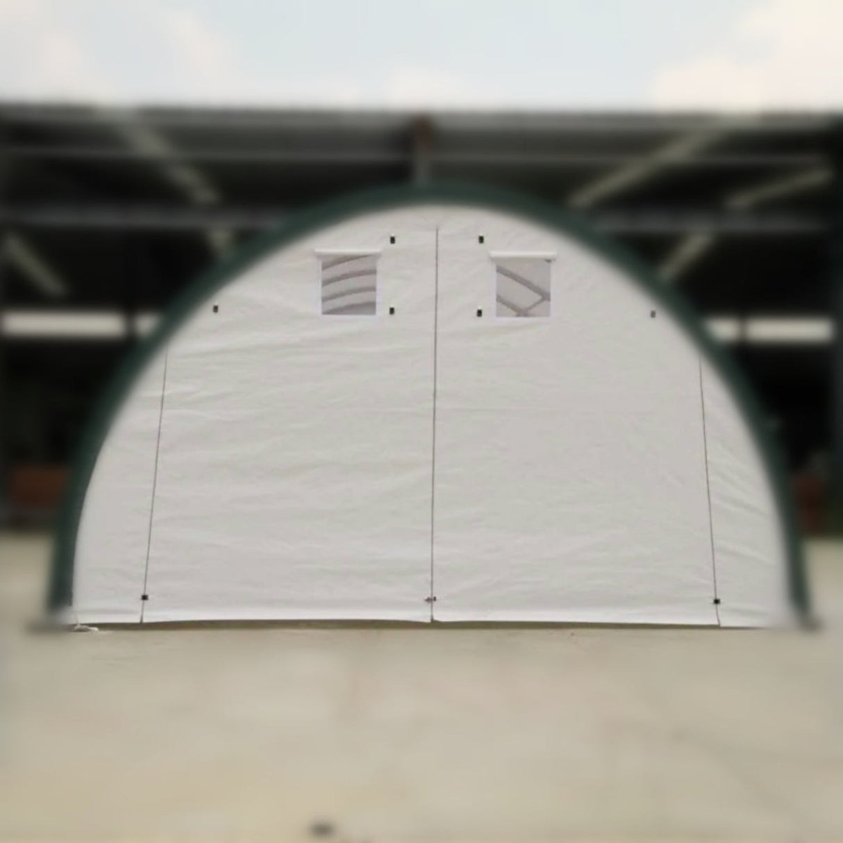 White 300 GSM PE Front and Rear Panel Kit with Zipper Door for 20' × 12' Single-Truss Shelters