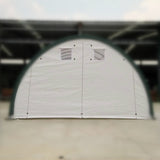 White 300 GSM PE Front and Rear Panel Kit with Zipper Door for 20' × 12' Single-Truss Shelters