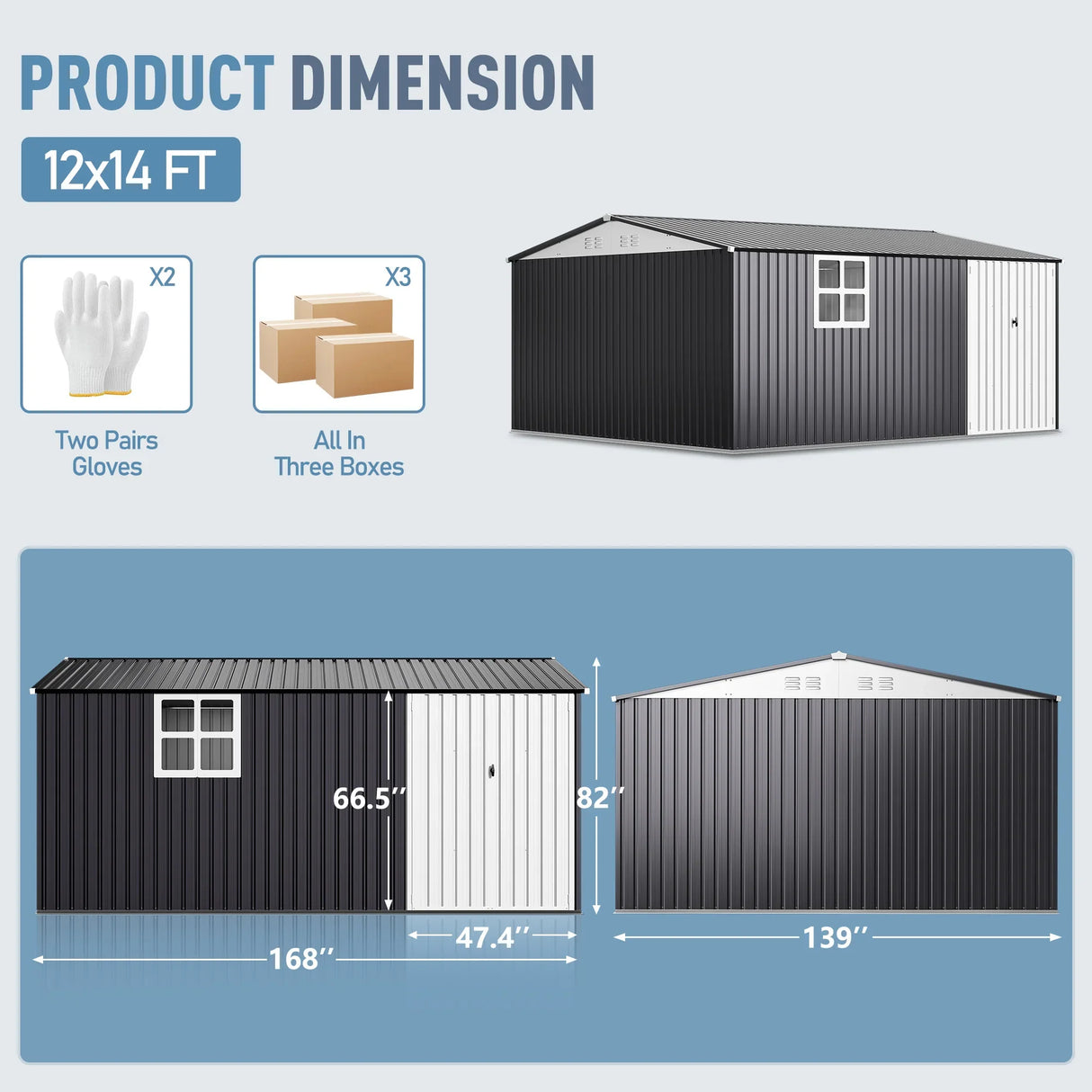 VIWAT Outdoor Metal Storage Shed With Lockable Door And Window