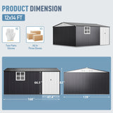 VIWAT Outdoor Metal Storage Shed With Lockable Door And Window