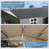 VIWAT Outdoor Metal Storage Shed With Lockable Door And Window