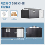 VIWAT Outdoor Metal Storage Shed With Lockable Door And Window