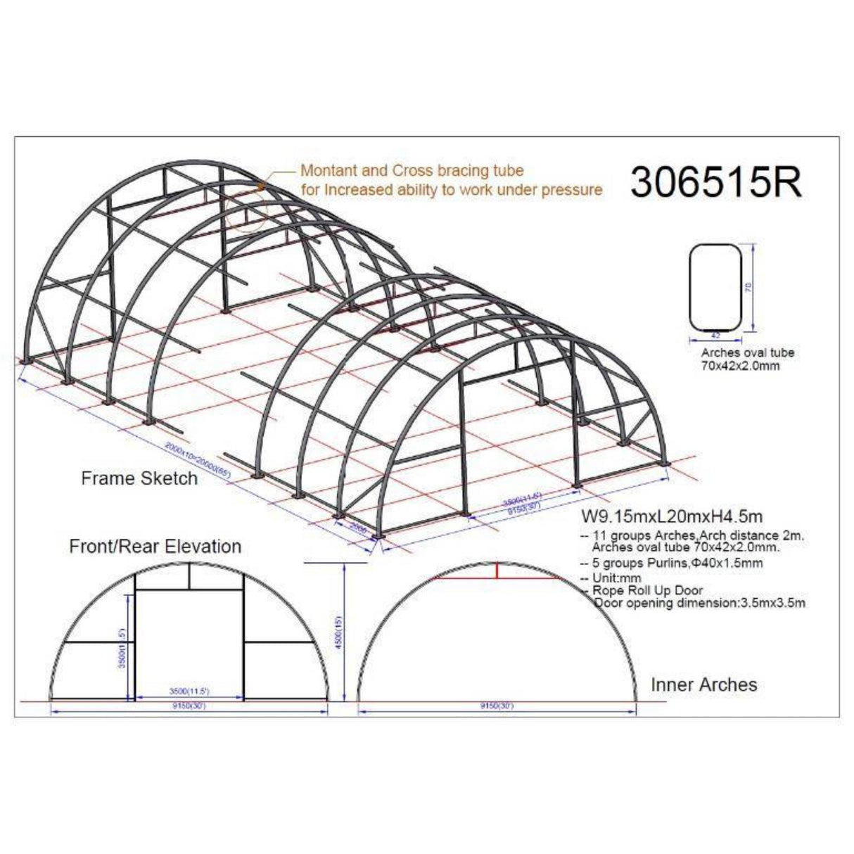 Gold Mountain 30' × 65' × 15' Single-Truss Arch Storage Shelter