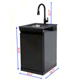 20" Stainless Steel Outdoor Sink Cabinet with Faucet & Lockable Storage – Black