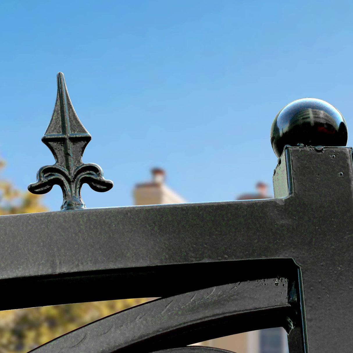 14' × 8' European-Style Galvanized-Steel Dual-Swing Driveway Gate