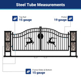 20' × 8' Powder-Coated Iron Dual-Swing Driveway Gate with Deer Motif
