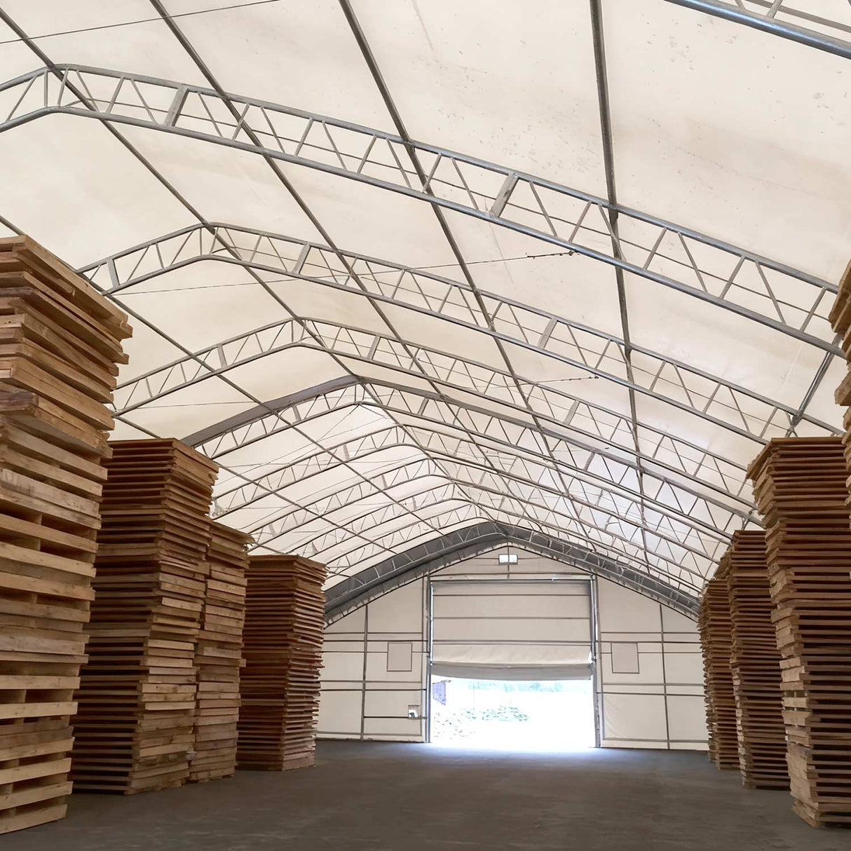 Gold Mountain 50' × 80' × 23' Double-Truss Storage Shelter with Dual Roll-Up Doors