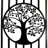 14' × 8' Galvanized-Steel Dual-Swing Driveway Gate with Tree Design