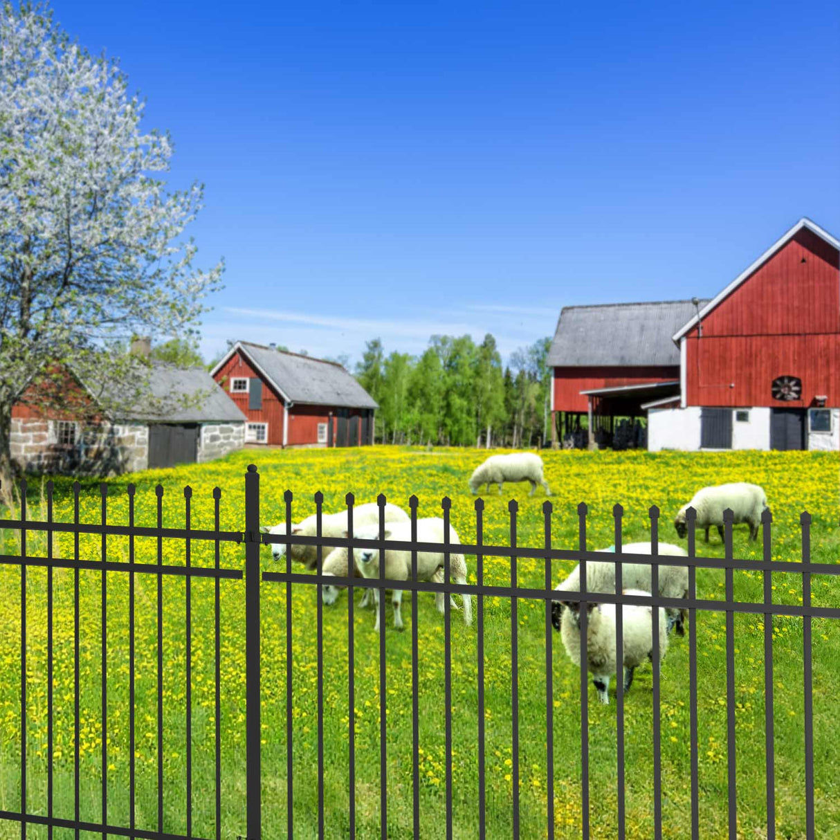 Greatbear 300 Linear Ft. Galvanized-Steel 4-Rail Fence Package – 30 Panels