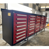 10' 35-Drawer Workbench Storage Cabinet with Stainless-Steel Top