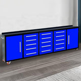 10' Mobile 15-Drawer Steel Storage Workbench with Plywood-Lined Top