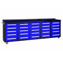10' Mobile 25-Drawer Steel Storage Workbench with Plywood-Lined Top