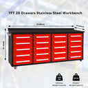 7' Heavy-Duty Garage Workbench Cabinet with 20 Drawers
