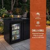 82" 85,000 BTU Outdoor Kitchen with 6-Burner Grill, Sink & Beverage Refrigerator – Black