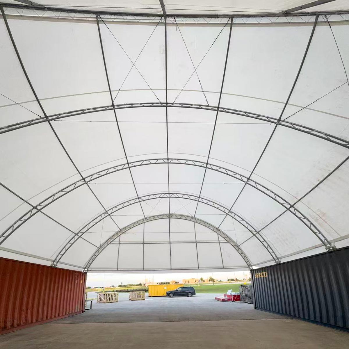 22 oz. PVC Half End-Panel with Support Frame for 40' × 40' × 15' Container Shelter