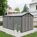 8' × 14' Lockable Resin Outdoor Storage Shed with Two Windows & Three Air Vents