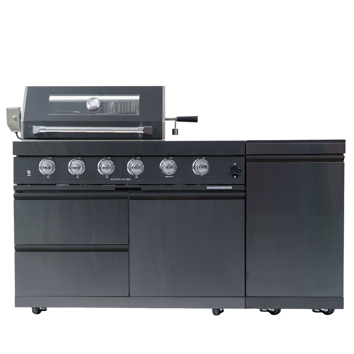 65" Propane Outdoor Kitchen with 4-Burner Grill, Side Burner & Rotisserie – Black