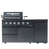 65" Propane Outdoor Kitchen with 4-Burner Grill, Side Burner & Rotisserie – Black