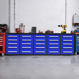 10' Heavy-Duty 25-Drawer Steel Workbench – Stationary