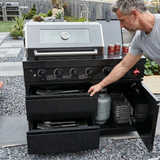 46" Modular Black Stainless Steel Grill Station with 4 Burners & Side Burner