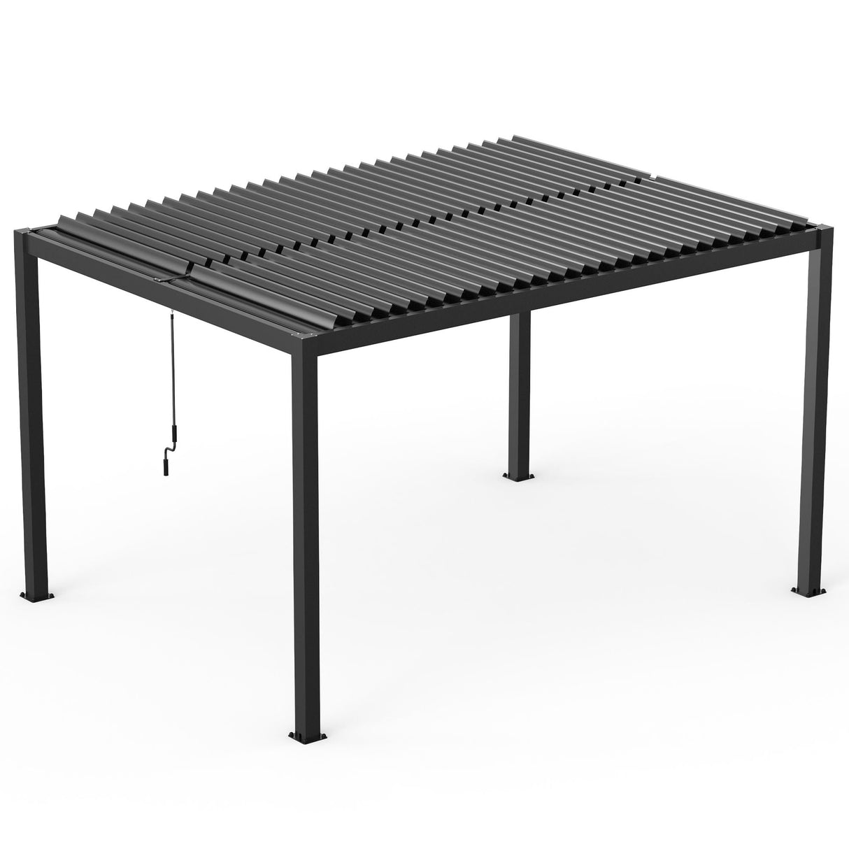 Premium Adjustable Aluminum Louvered Pergola with Integrated Drainage – Black