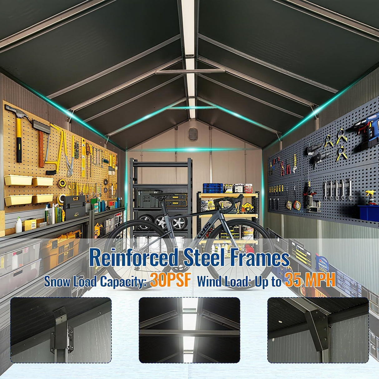 8' × 14' Resin Outdoor Storage Shed with Carpeted Interior