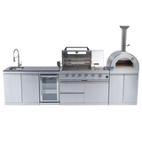 125" 107,000 BTU Outdoor Kitchen with 4-Burner Grill, Pizza Oven & Refrigerator