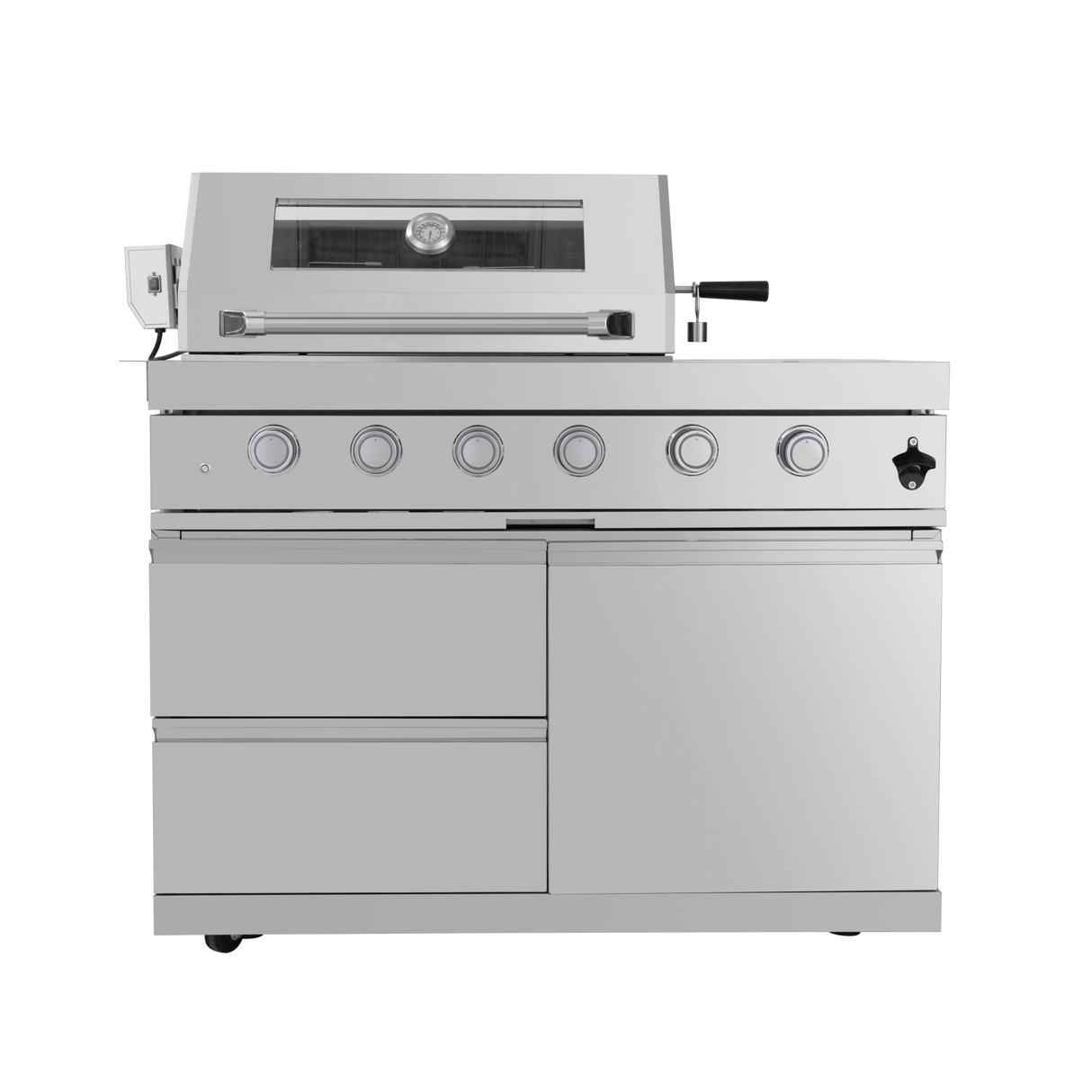 125" 107,000 BTU Outdoor Kitchen with 4-Burner Grill, Pizza Oven & Refrigerator