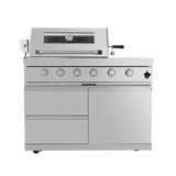 125" 107,000 BTU Outdoor Kitchen with 4-Burner Grill, Pizza Oven & Refrigerator