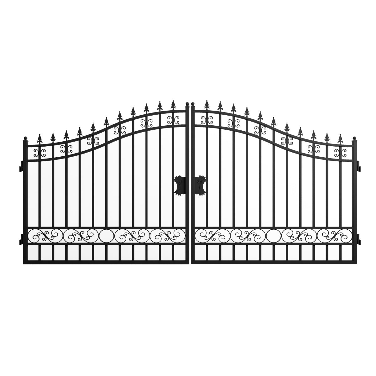 14' × 8' Steel Dual-Swing Driveway Gate with Deer Motif – Black