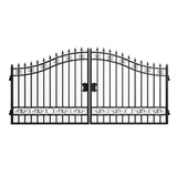 14' × 8' Steel Dual-Swing Driveway Gate with Deer Motif – Black