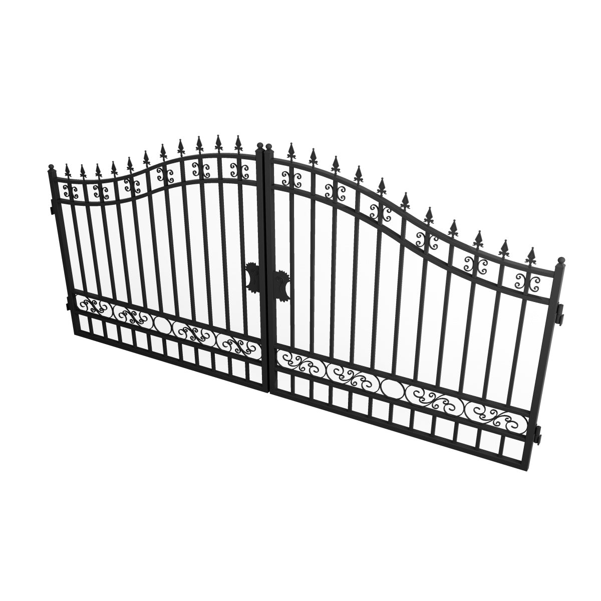 14' × 8' Steel Dual-Swing Driveway Gate with Deer Motif – Black