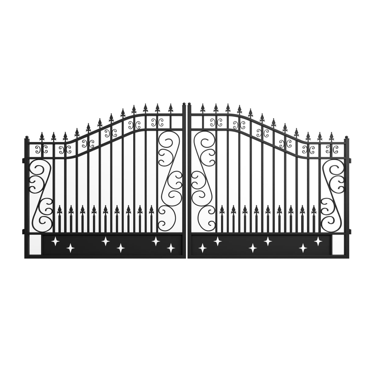 14' × 8' Steel Dual-Swing Driveway Gate with Deer Motif – Black