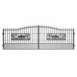 18.7' × 7.1' Powder-Coated Dual-Swing Driveway Gate with Deer Design
