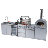 125" 107,000 BTU Outdoor Kitchen with 4-Burner Grill, Pizza Oven & Refrigerator