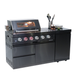 65" Propane Outdoor Kitchen with 4-Burner Grill, Side Burner & Rotisserie – Black