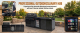 104" Stainless Steel Outdoor Kitchen Island with 4-Burner Grill, Beverage Cooler & Sink – Black