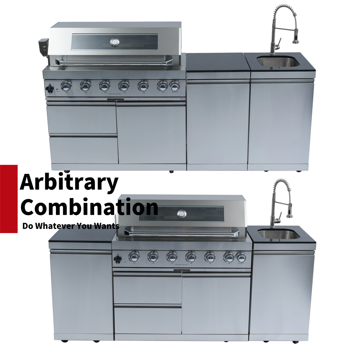 6-Burner 85,000 BTU Stainless Steel Outdoor Kitchen Island with Sink & Storage – Silver