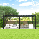 10' × 19' Adjustable Louvered Pergola with Galvanized Steel Roof – Black