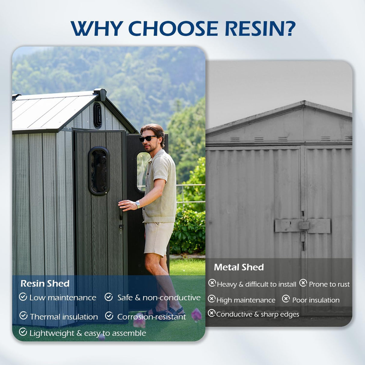 8' × 14' Resin Outdoor Storage Shed with Carpeted Interior