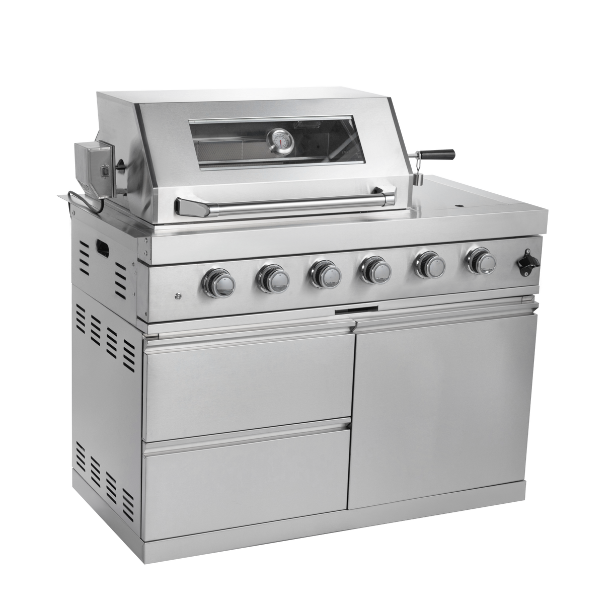 125" 107,000 BTU Outdoor Kitchen with 4-Burner Grill, Pizza Oven & Refrigerator