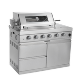 125" 107,000 BTU Outdoor Kitchen with 4-Burner Grill, Pizza Oven & Refrigerator