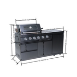 65" Propane Outdoor Kitchen with 4-Burner Grill, Side Burner & Rotisserie – Black