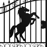 14' × 8' Galvanized-Steel Dual-Swing Driveway Gate with Horse Design