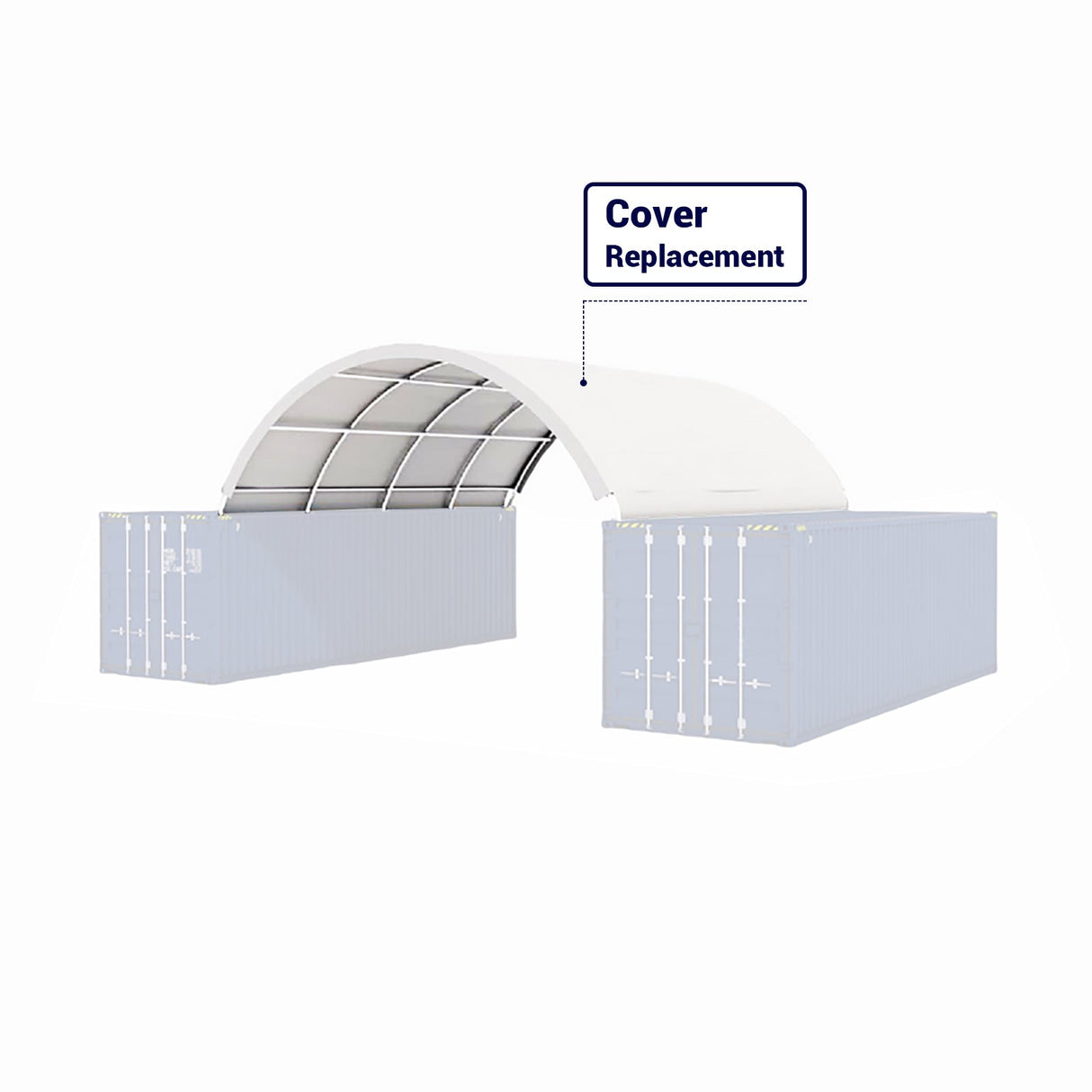 White 300 GSM PE Replacement Cover for 20'-Wide Container Shelters