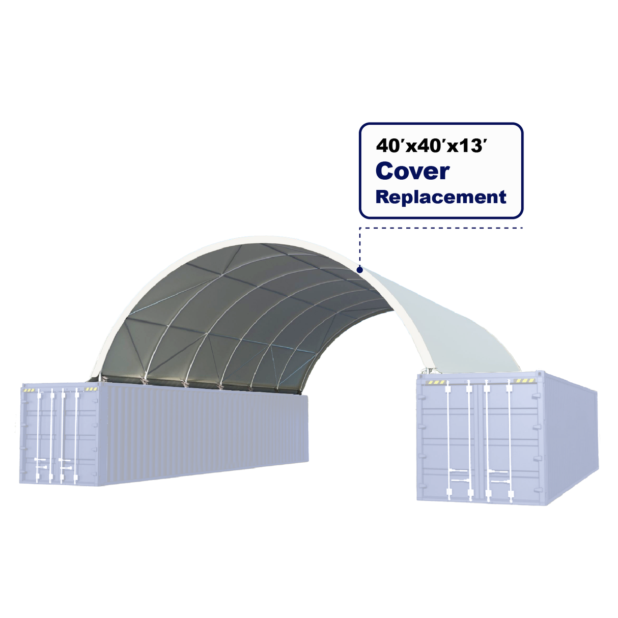 White 300 GSM PE Replacement Main Cover for 40' × 40' × 13' Container Shelter