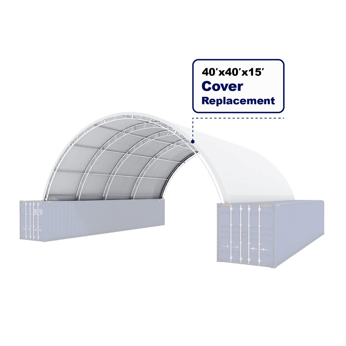 White 610 GSM PVC Replacement Main Cover for 40' × 40' × 15' Container Shelter
