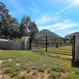 20' × 8' Steel Dual-Swing Driveway Gate with Deer Motif – Black