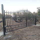 20' × 8' Steel Dual-Swing Driveway Gate with Deer Motif – Black