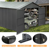 12' × 20' Outdoor Metal Garage Shed with Side Entry, Window & Ventilation
